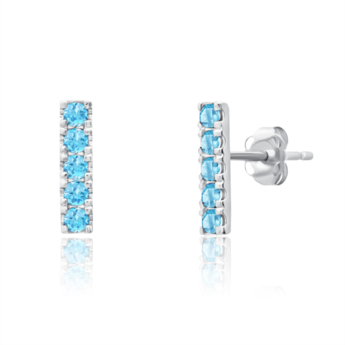 MAX + STONE 14k white gold small 2mm gemstone bar stud earrings with push backs