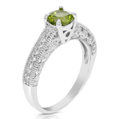 Vir Jewels 3/4 cttw peridot ring .925 sterling silver with rhodium plating round shape 6 mm
