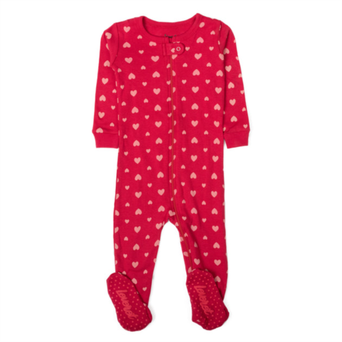 Leveret kids footed cotton pajamas hearts