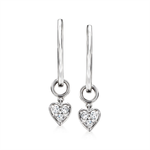 Ross-Simons sterling silver hoop earrings with removable . diamond heart drops