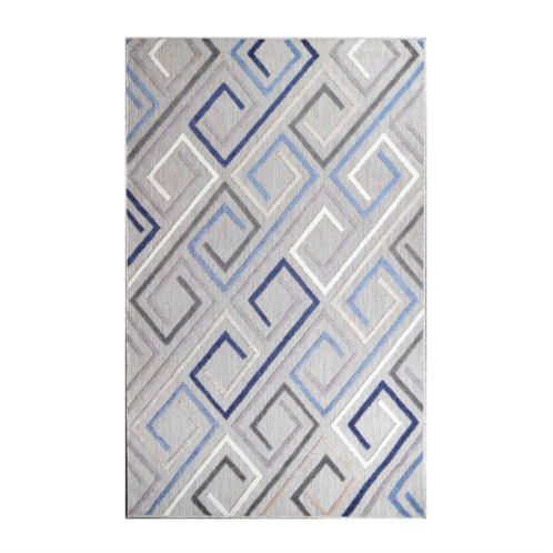 Superior geometric modern polypropylene indoor/outdoor area rug