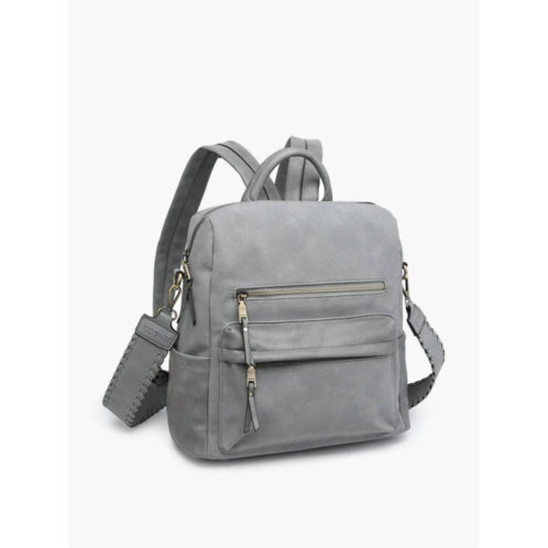 Jen & Co. amelia suede convertible backpack in grey blue