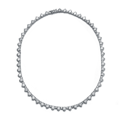 Rachel Glauber white gold plated with diamond cubic zirconia tennis chain necklace
