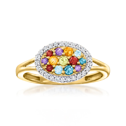 Ross-Simons multi-gemstone and . diamond ring in 18kt gold over sterling