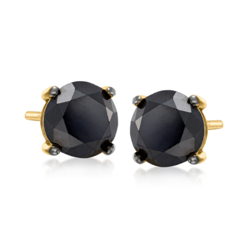 Ross-Simons black diamond stud earrings in 14kt yellow gold