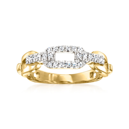 Ross-Simons diamond paper clip link ring in 18kt gold over sterling