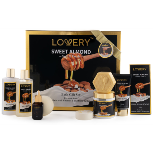 Lovery gift basket for women - 10 pc sweet almond beauty & personal care set