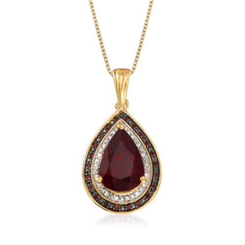 Ross-Simons garnet and . red and white diamond pendant necklace in 18kt gold over sterling