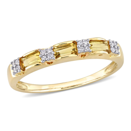 Mimi & Max 3/8 ct tgw citrine and diamond accent eternity ring in 10k yellow gold