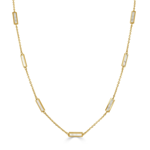 Sabrina Designs 14k gold station bar mother of pearl necklace adjustable 16-18