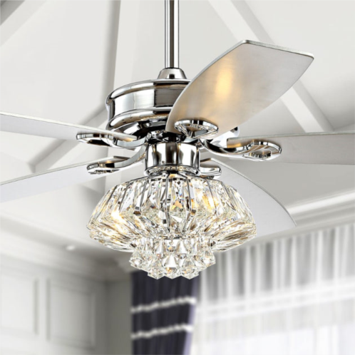 JONATHAN Y kate 48 3-light glam crystal drum led ceiling fan with remote