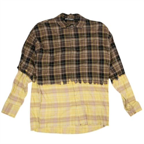 Palm Angels brown bleached plaid shirt