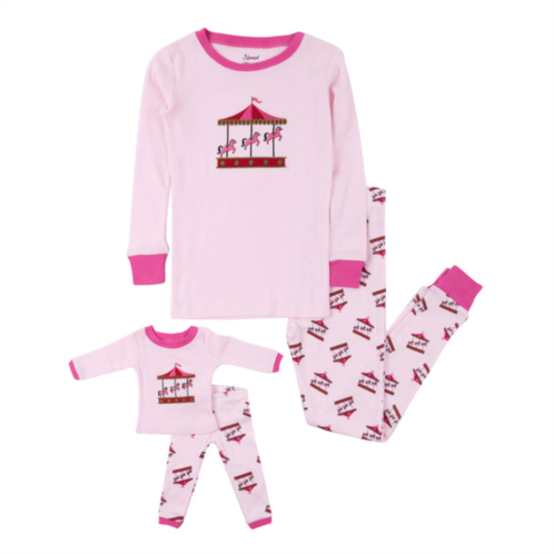 Leveret girls and matching doll cotton pajamas carousel