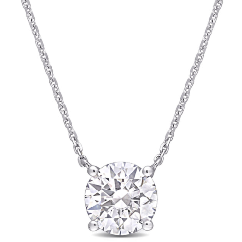 Mimi & Max 1 4/5 ct tgw created moissanite solitaire pendant with chain in 14k white gold