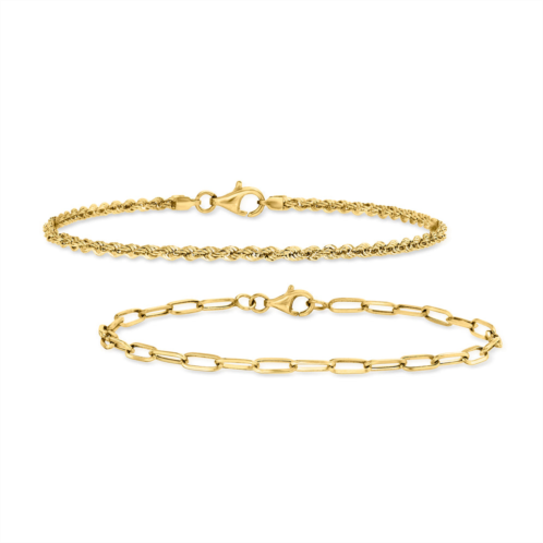 RS Pure by ross-simons 14kt yellow gold jewelry set: 2 link bracelets