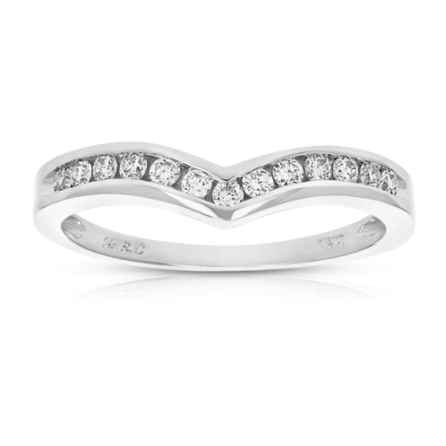 Vir Jewels 1/4 cttw diamond wedding band for women, v shape round diamond wedding band in 14k white gold channel set