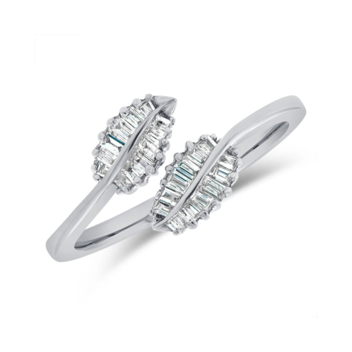 Sabrina Designs 14k gold & baguette diamond leaf crossover ring