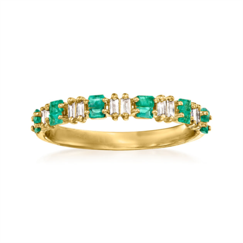 RS Pure ross-simons emerald and . diamond ring in 14kt yellow gold