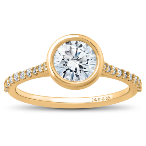 Pompeii3 1 ct charlotte diamond engagement ring 14k yellow gold lab grown bezel round