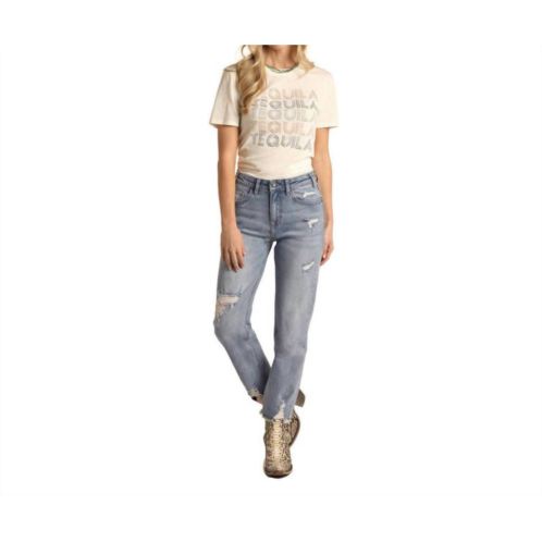 Rock & Roll Denim womens high rise cropped jeans in light wash
