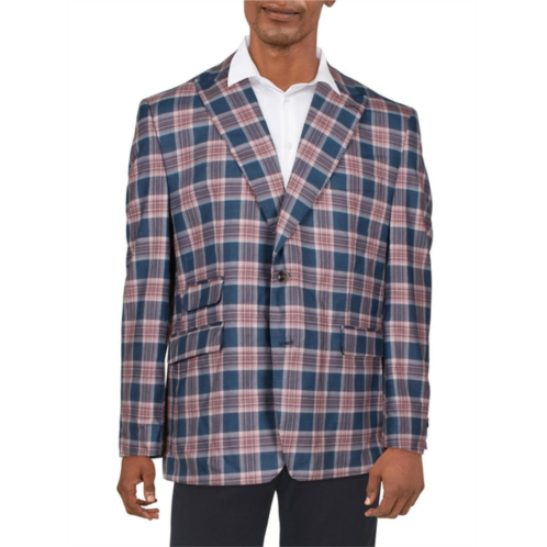 Tayion By Montee Holland mens wool blend plaid two-button blazer
