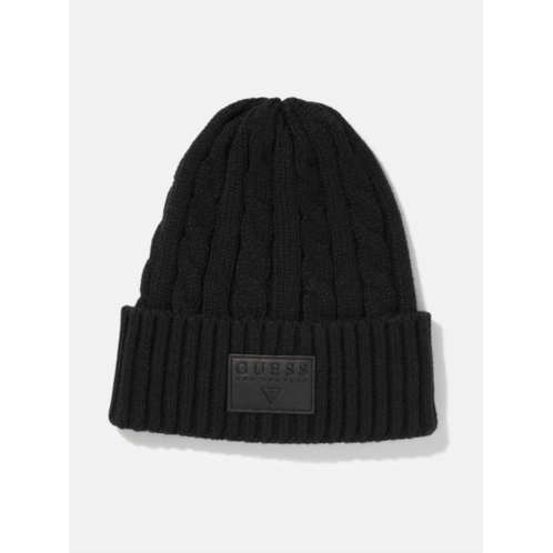 Guess Factory cable-knit logo patch beanie