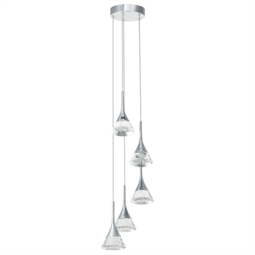 VONN Lighting amalfi vac3215ch 5-light integrated led chandelier lighting fixture with cone shades, polished chrome