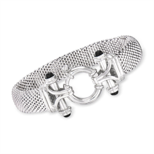 Ross-Simons sterling silver popcorn-link bracelet with black onyx