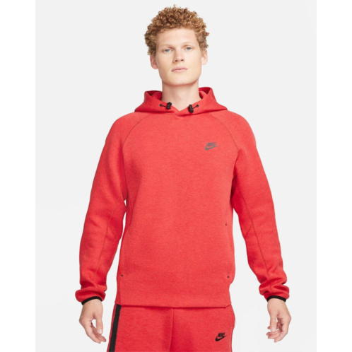 Nike sportswear tech fleece fb8016-672 mens red pullover hoodie size l ncl132