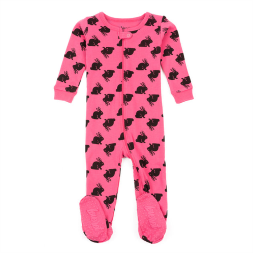 Leveret kids footed cotton pajamas bunny pink