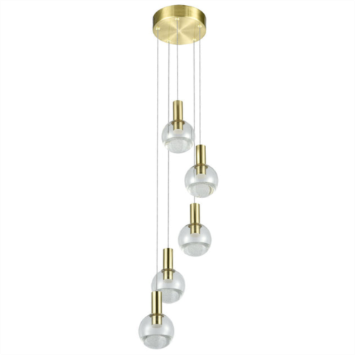 VONN Lighting sienna vac3185brs 5-light integrated led chandelier lighting fixture with globe shades, brass