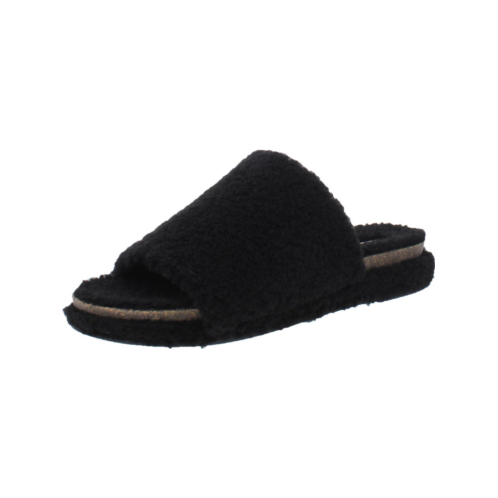 Lucky Brand gadini womens faux fur open toe fleece slippers