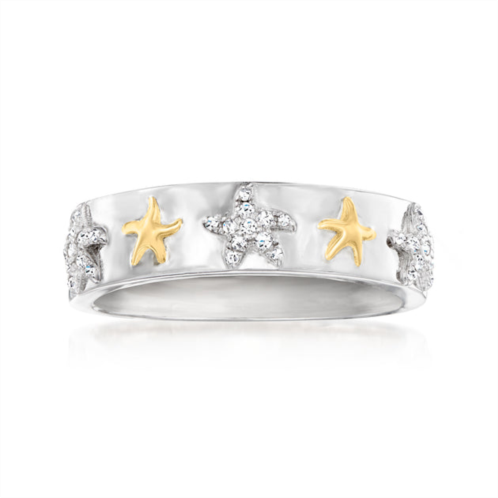 Ross-Simons diamond starfish ring in 2-tone sterling silver