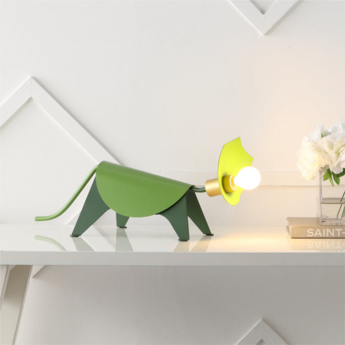 JONATHAN Y gretchen 7.5 modern industrial iron triceratops led kids lamp, green