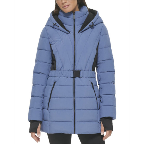 Kenneth Cole belted stretch puffer coat