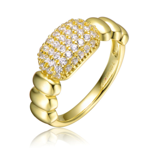 Genevive gv sterling silver 14k yellow gold plated with cubic zirconia pave scalloped ring