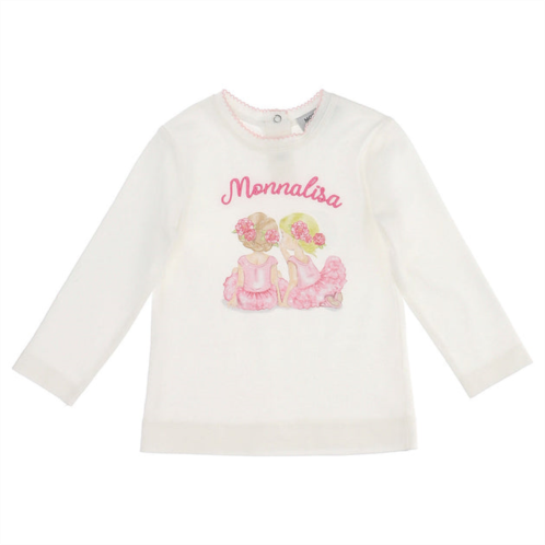 Monnalisa cream ballerinas logo t-shirt