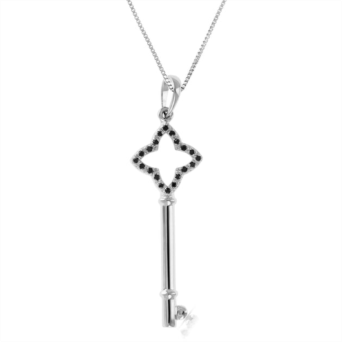Vir Jewels 1/8 cttw black diamond clover key pendant necklace .925 sterling silver rhodium