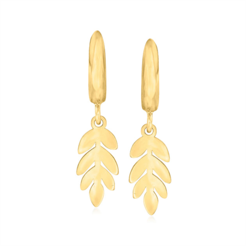 Canaria Fine Jewelry canaria 10kt yellow gold leaf huggie hoop drop earrings