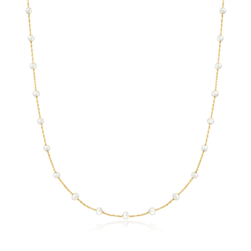 RS Pure ross-simons 3-3.5mm cultured pearl station necklace in 14kt yellow gold