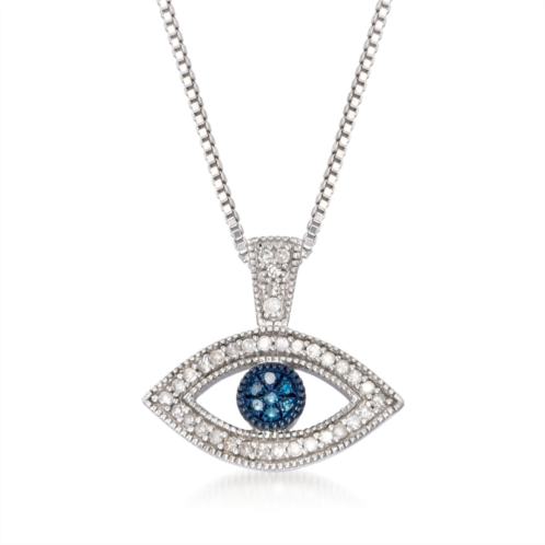 Ross-Simons blue and white diamond evil eye pendant necklace in sterling silver
