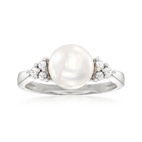 Ross-Simons 8-8.5mm cultured pearl and . diamond ring in sterling silver