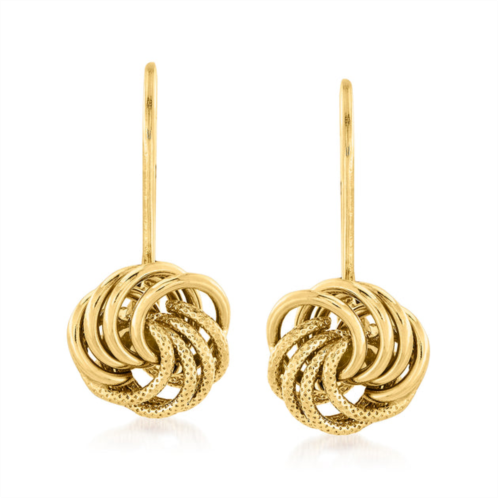 Ross-Simons italian 14kt yellow gold textured and polished rosette drop earrings