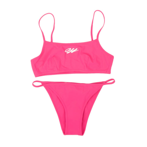 Off-White hot pink and white basic bikini