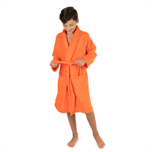 Leveret kids fleece hooded robe classic solid color