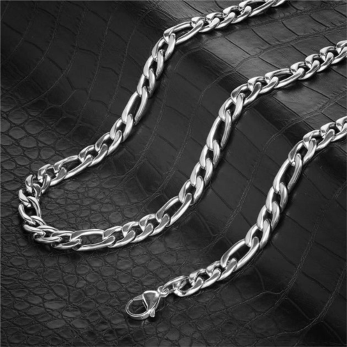 Crucible Jewelry crucible los angeles polished stainless steel 9mm wide figaro chain - 18 to 24 - 2 colors