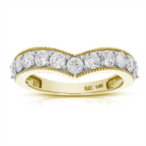 Vir Jewels 1/2 cttw diamond wedding band for women, v shape diamond wedding band in 14k yellow gold with milgrain