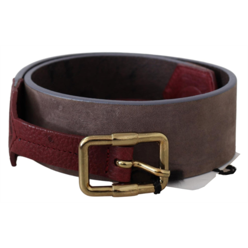 GF Ferre leather wide chrome logo buckle womens belt
