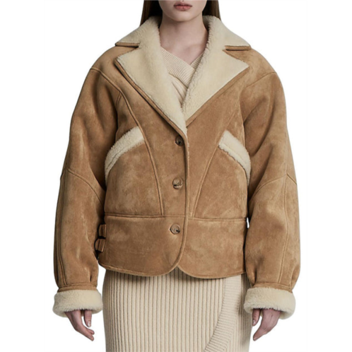 Lvir womens faux suede long sleeves faux fur coat