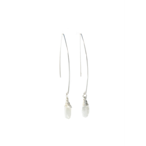 A Blonde and Her Bag jill long wire drop earring in moonstone